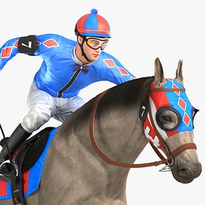 Racehorse and Jockey HQ 006 Standard License 3D model