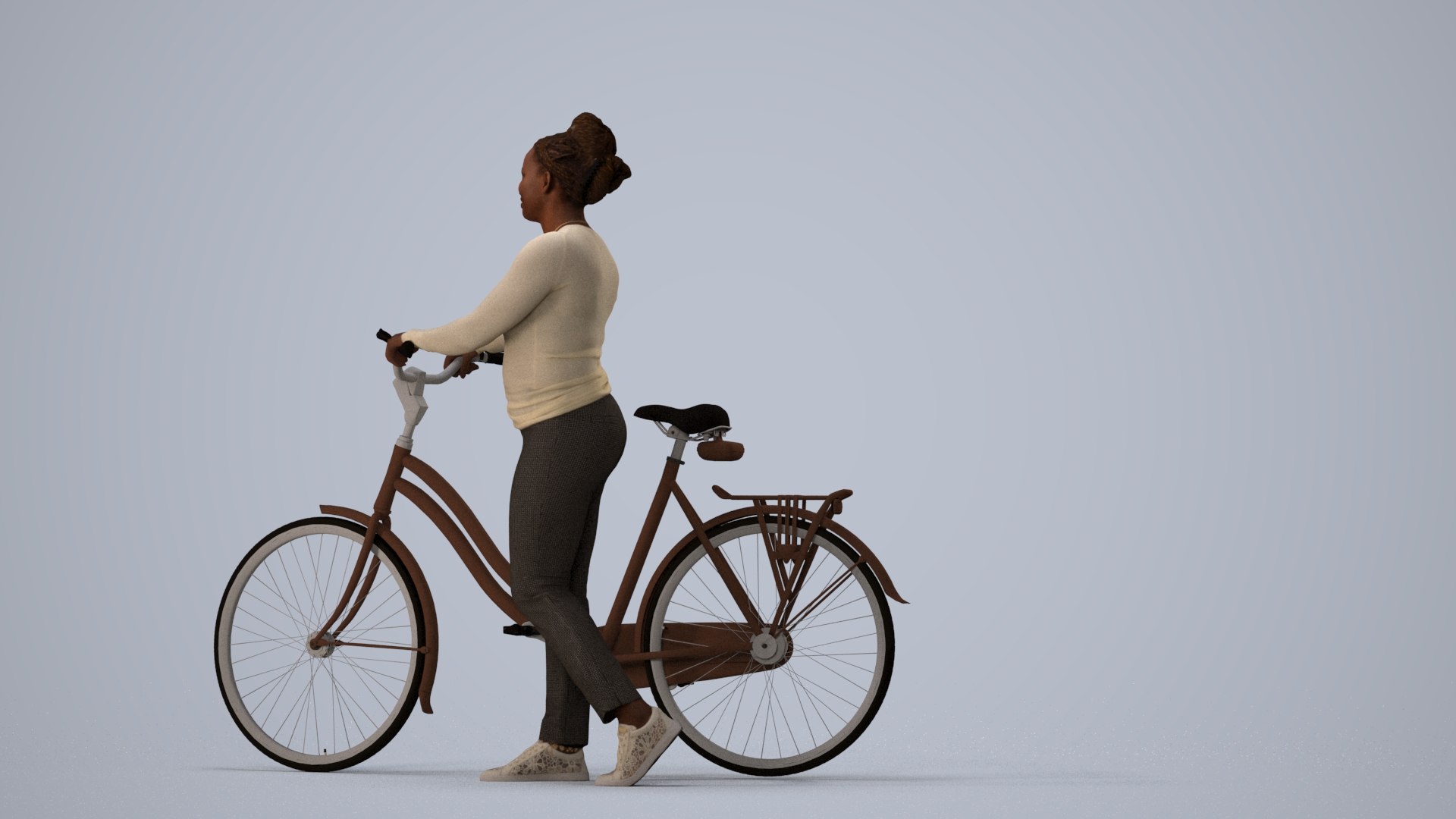 00317Theresia021 - Adult Black woman commuting with bicycle in casual transitional seasonal clothing model https://p.turbosquid.com/ts-thumb/nI/DaYzOq/uE/00317_theresia021_state2_frame_0002/jpg/1773091928/1920x1080/fit_q87/594a233beaa852924da6c14d4157f13adc3f640b/00317_theresia021_state2_frame_0002.jpg