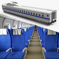 Shinkansen N700S Railcar and Pantograph with Interior Rigged
