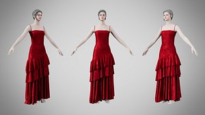 Dress 39 Crimson Velvet With Design