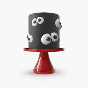 Halloween Black Cake with Eyes Decor model