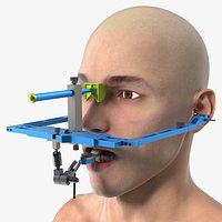 Human Head with Orthodontic Facebow Blue