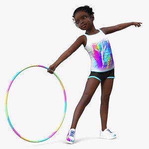 3D model Black Child Girl With Hoop Pose