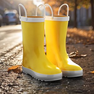 Kids Rain Boots with Handles Yellow