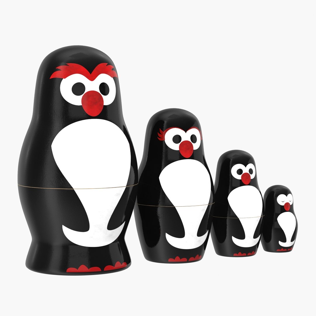 Matryoshka Penguin 3D Models Set 3D model preview