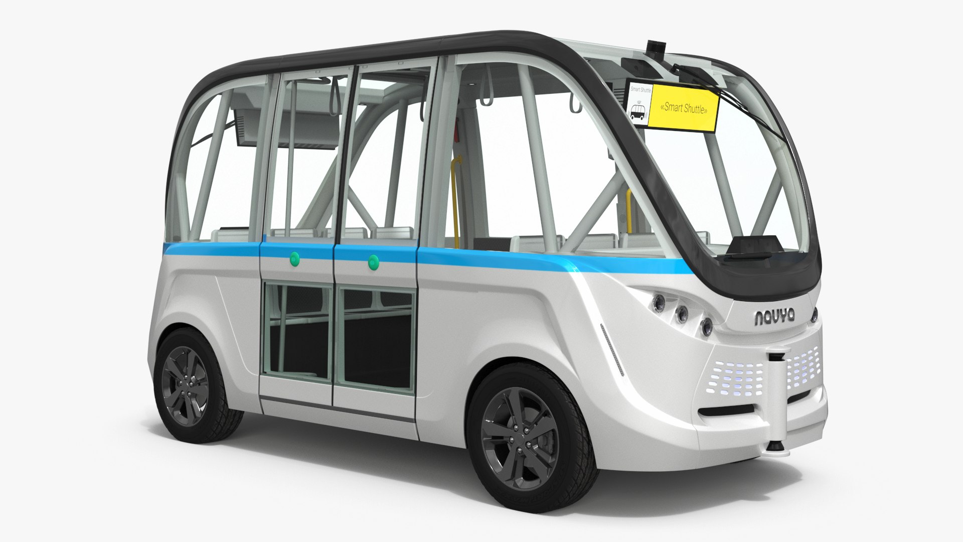 Compact Urban Electric Shuttle Vehicle White 3D model preview