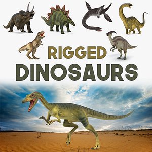 Rigged Dinosaurs 3D Models Collection 2