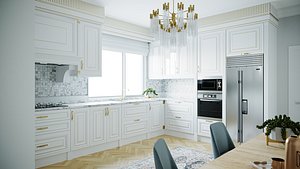 3D kitchen interior scene corona model