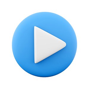 3D blue play button icon