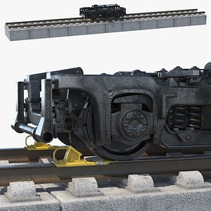 Railway Bogie With Brake Shoes On Track 3D