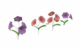 Cartoon Flowers 3D model