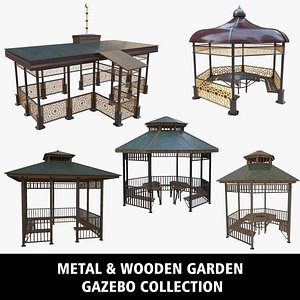 Metal  Wooden Garden Pergola Gazebo Arbor Collection model
