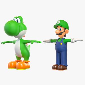 3D Yoshi And Luigi From Super Mario model