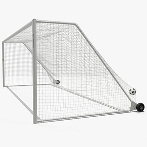 Animated Soccer Ball Hits the Goal Net Slowmotion