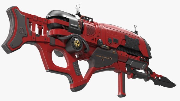 modelo 3d Rifle de ciencia ficción con bayoneta roja - TurboSquid 2210668