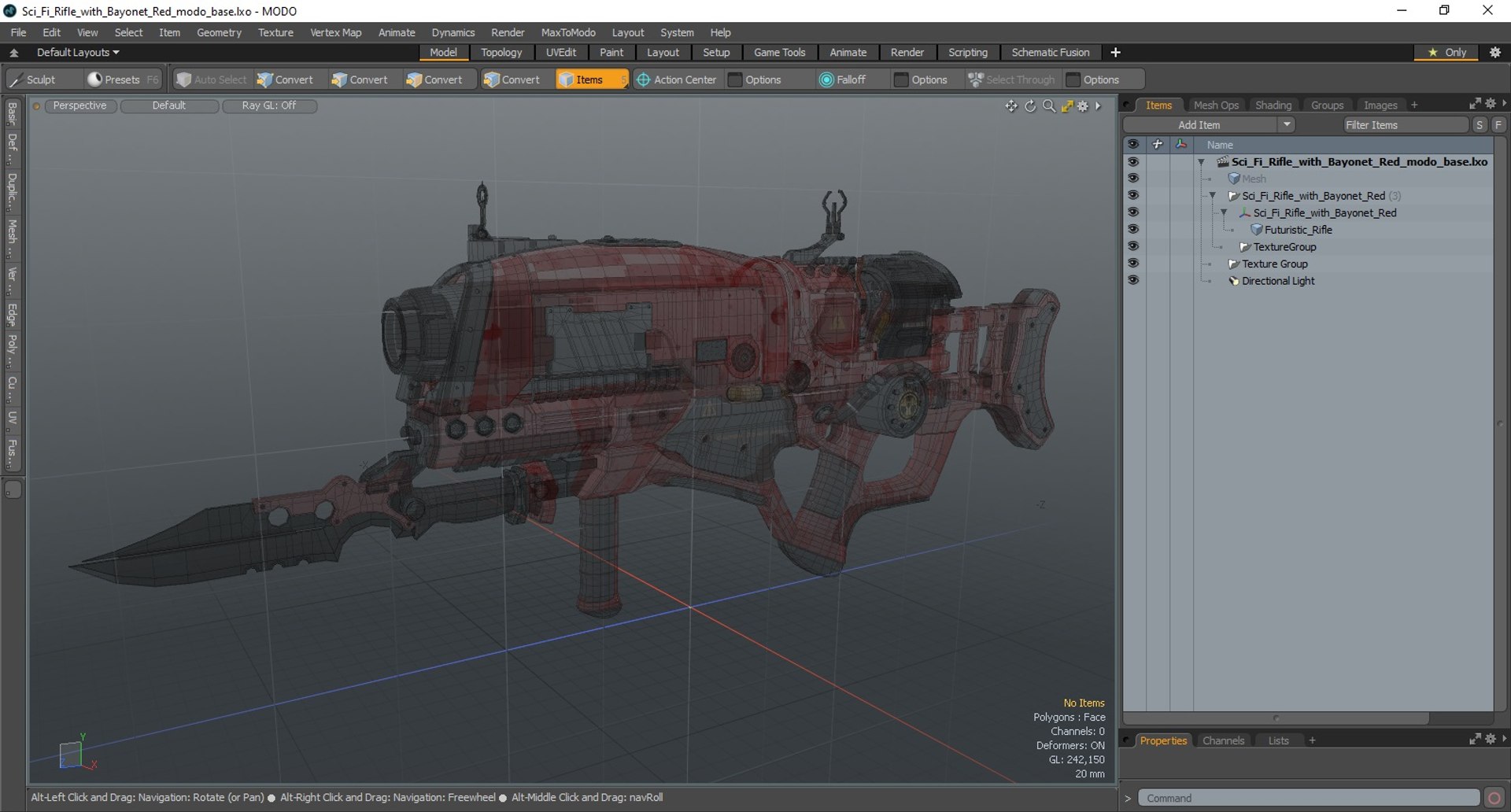 Sci Fi Rifle With Bayonet Red 3D Model - TurboSquid 2210668