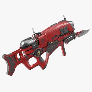 Sci Fi Rifle with Bayonet Red