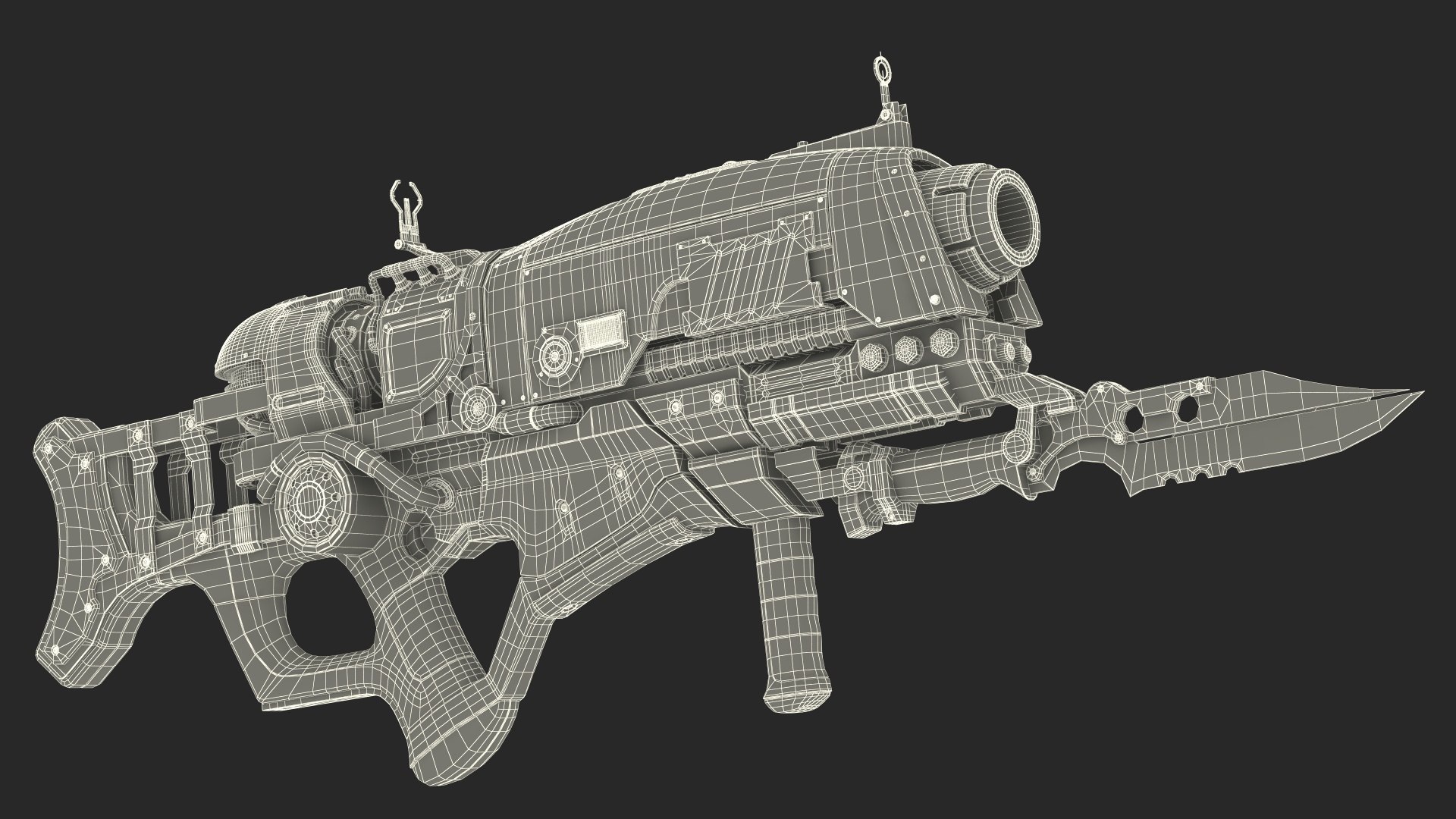 Sci Fi Rifle With Bayonet Red 3D Model - TurboSquid 2210668