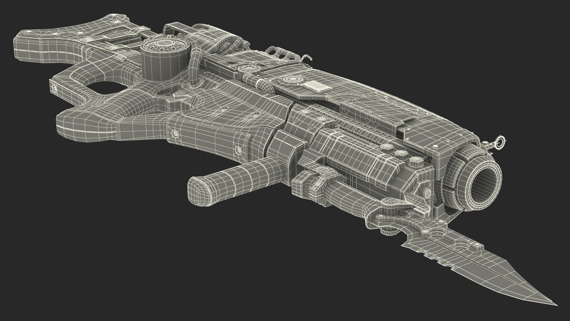 Sci Fi Rifle With Bayonet Red 3D Model - TurboSquid 2210668