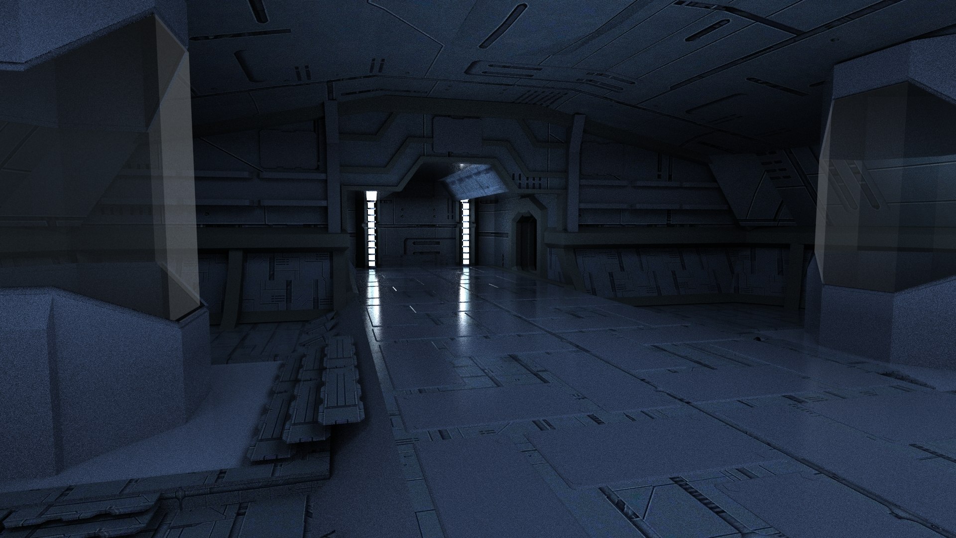 3D Scifi Sci Fi Blender Interior Corridor Hallway Futuristic ...
