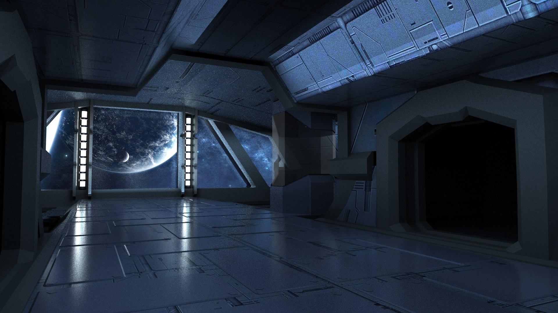 3D Scifi Sci Fi Blender Interior Corridor Hallway Futuristic ...