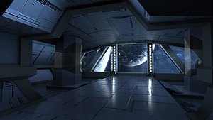 scifi sci fi blender interior corridor hallway futuristic
