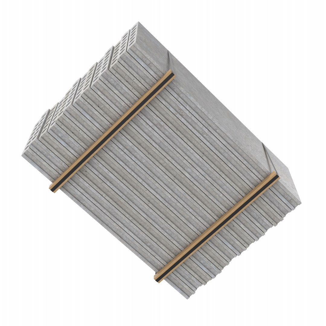 3D Stacked Concrete Slabs On Wood Planks - TurboSquid 2142052