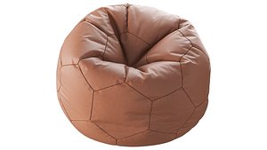 Brown leather bean bag chair soccer ball