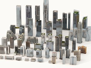 3D Modern Skyscrapers City Buildings Pack PBR 3D Model model