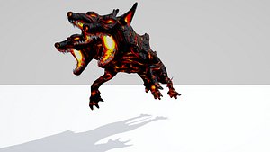 3D Three Headed Monster Dog Animated 3D Model with 25 Animations Game Ready model