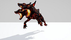 Three Headed Monster Dog Animated 3D Model with 25 Animations Game Ready