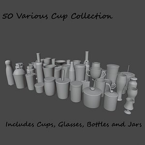 3D 50 Glasses-Cups-Bottles-Jars