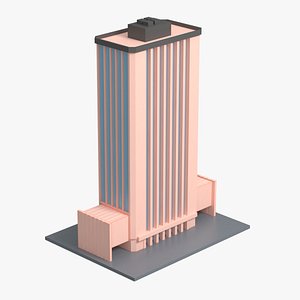 Low Poly Stylized Business Tower Pink