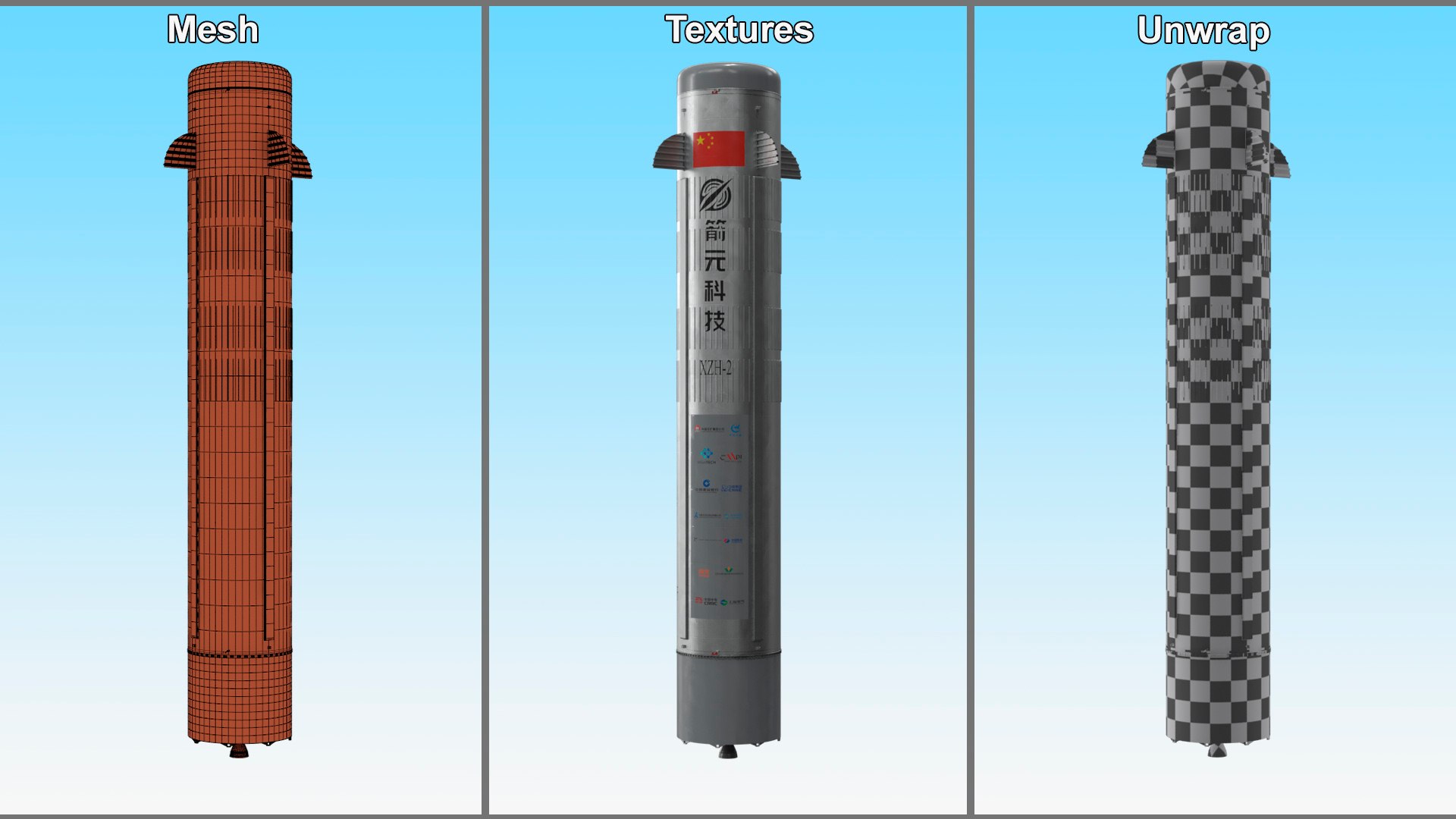 Yuanxingzhe-1 Orbital Launch Vehicle model https://p.turbosquid.com/ts-thumb/nK/pU0u7h/jK/yuanxingzhe1_orbital_launch_vehicle_007/jpg/1755152173/1920x1080/fit_q87/92747004d330330ef02fbd5dc019f4a8b78d0091/yuanxingzhe1_orbital_launch_vehicle_007.jpg