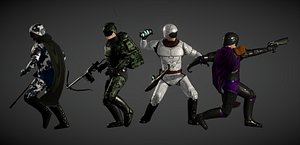 3D sci-fi infantry characters model