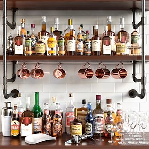 Shelves with alcohol Bar
