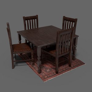 Simple Worn Dining Table Set