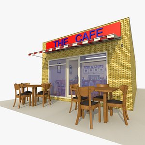 cafe restaurant exterior interior building 3d model