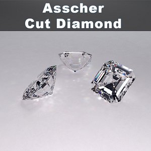 asscher cut diamond 3d 3ds