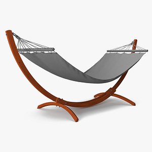 3D Red Wood Bow Hammock Stand model