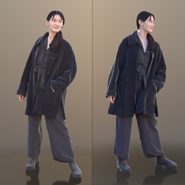 woman young coat 3D model