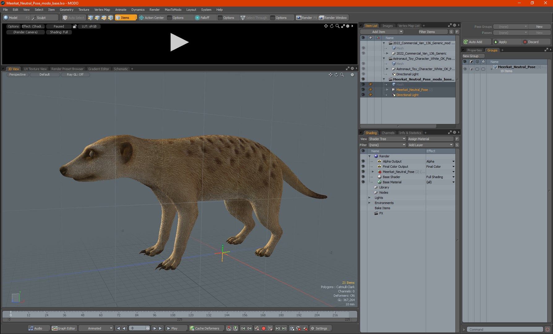 Meerkat Neutral Pose model https://p.turbosquid.com/ts-thumb/nL/QAlS0J/dx/meerkatneutralpose3dsmodel031/jpg/1656073795/1920x1080/fit_q87/3b4dfc99bf41ccda8d667e345324eb03b74777eb/meerkatneutralpose3dsmodel031.jpg