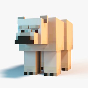 3D Minecraft Polar Bear model