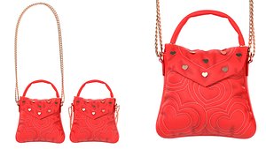3D Lovely Heart Embellished Handbag Red
