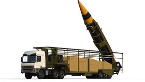 3D model Kheibar iranian ballistic missile