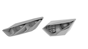 Sports Car Headlights Low-poly 3D model 01