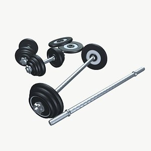 Dumbbell and Barbell 3D model