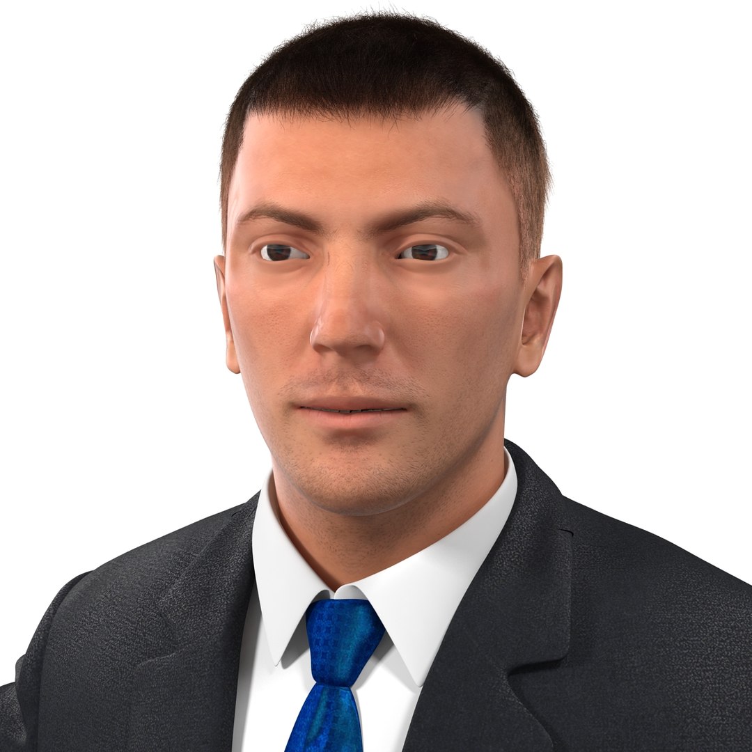 Businessman Rigged with Hair 2 3D Model 3D model preview