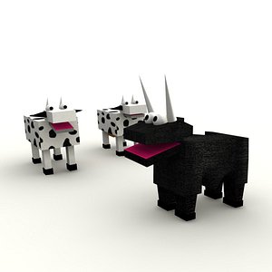 3d bull cows