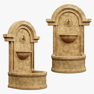 Vintage Wall Water Fountain Lowpoly 3D model